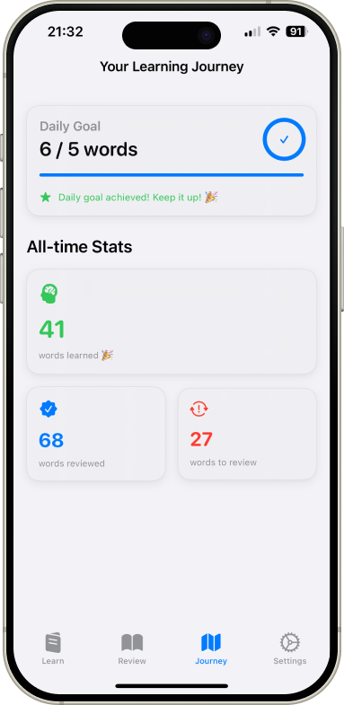 iPhone mockup of progress tracking
